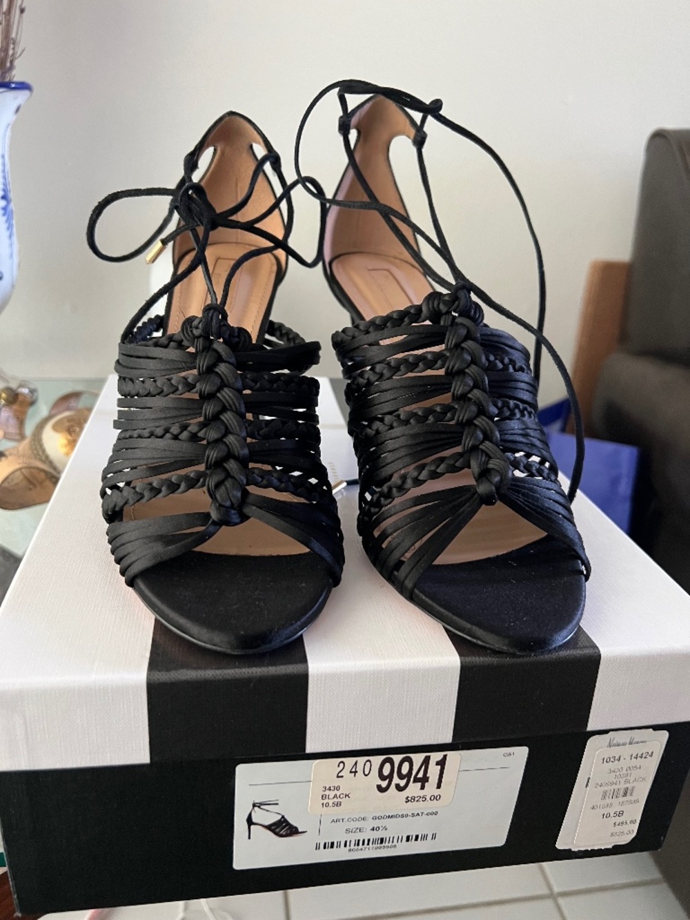 Aquazurra sandals/silk strappy sandals